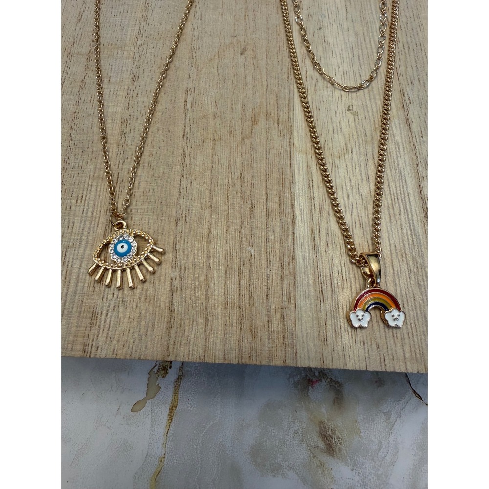 NEW Charming Charlie Necklaces EvilEye & Rainbow Earrings Hypoallergenic Jewelry - Picture 2 of 4